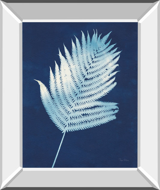 Nature By The Lake Ferns III By Piper Rhue - Mirror Framed Print Wall Art - Blue Classy Art