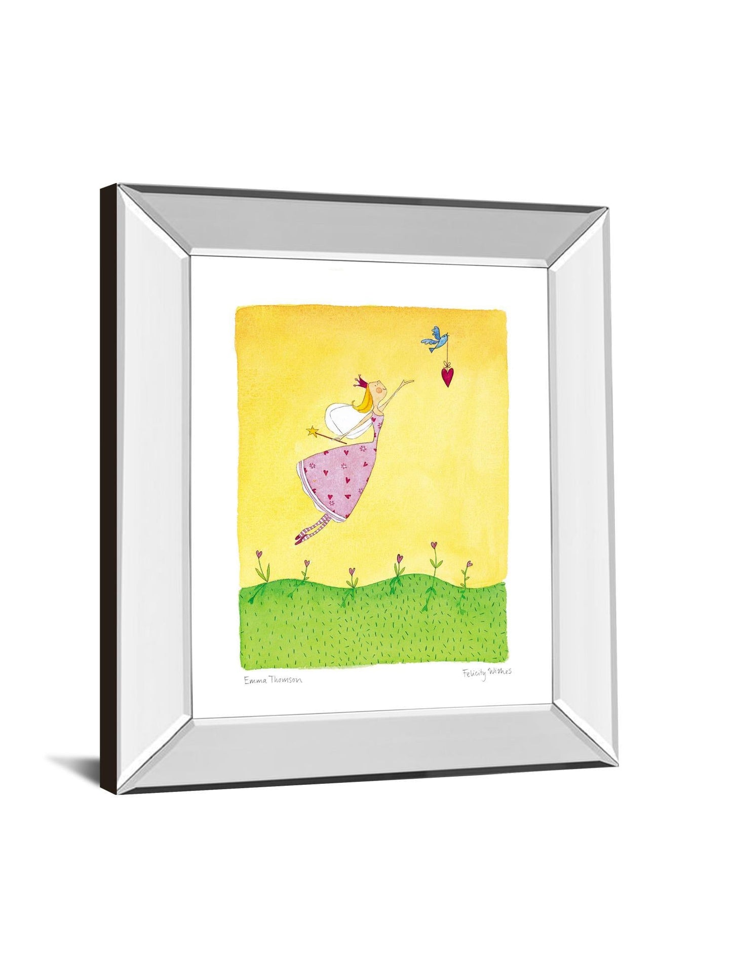 Felicity Wishes Il By Emma Thomson - Mirror Framed Print Wall Art - Yellow Classy Art