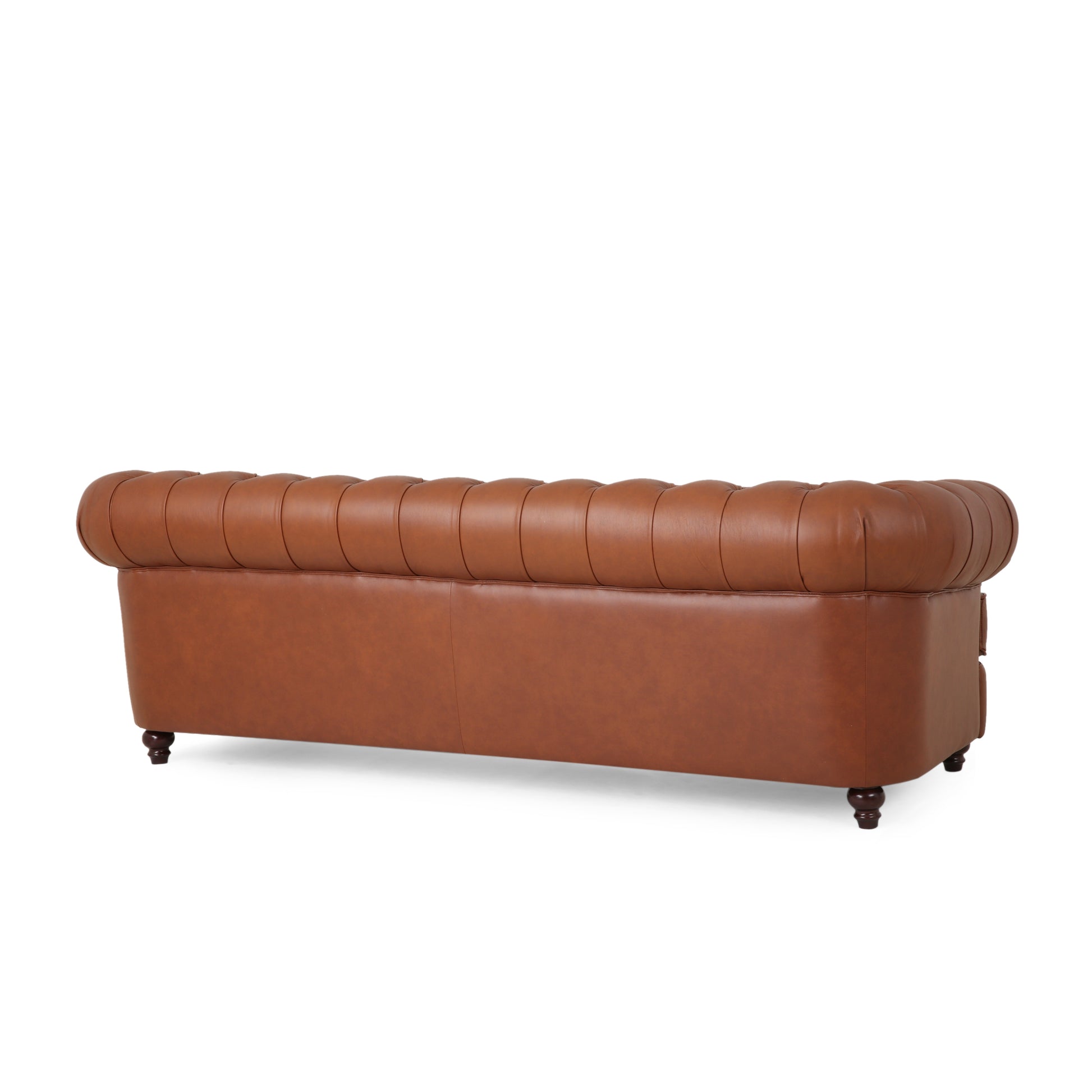 Estella Cognac Nail Head Chesterfield Leather 3 Seater Sofa House to Home Furnishings LLC