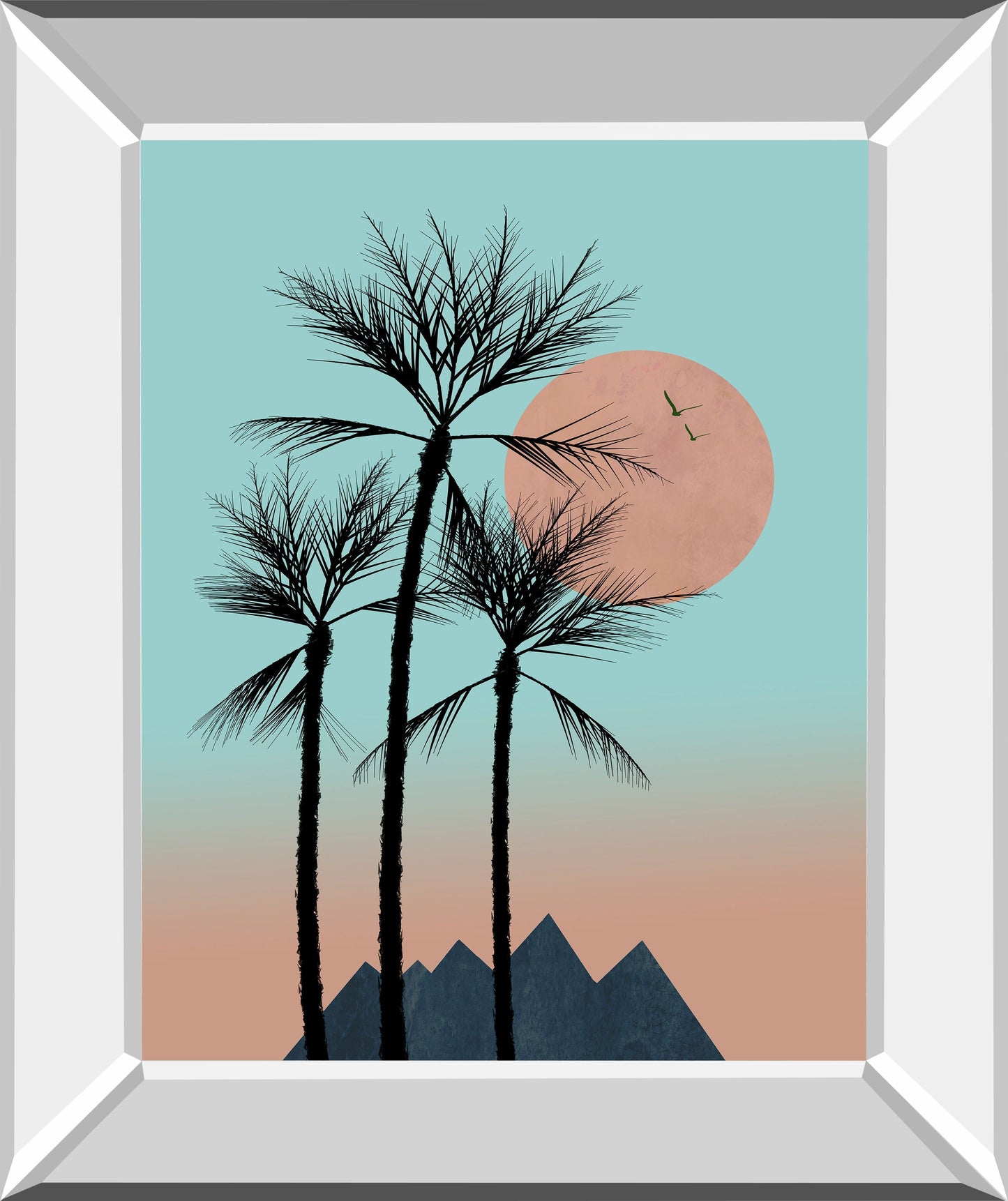 Passion In The Tropics II By Hal Halli - Mirror Framed Print Wall Art - Light Blue Classy Art
