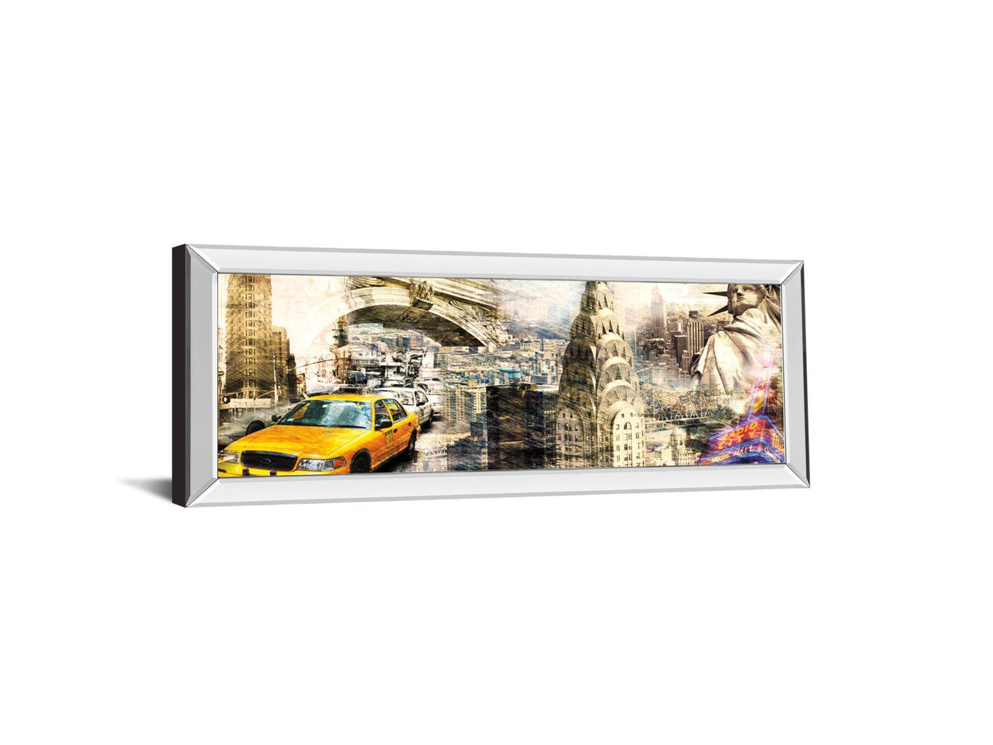 Downtown New York By Sola B - Mirrored Frame Wall Art - Beige Classy Art