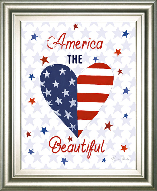 America The Beautiful II By Farida Zaman - Framed Print Wall Art - Pearl Silver Classy Art