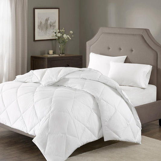 1000 TC Cotton Rich Quilted Down Alt Comforter White King/Cal King Olliix.com