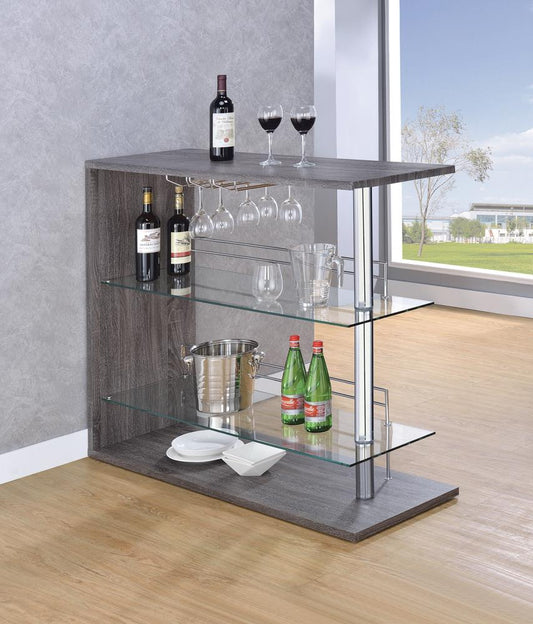 G100156 Two-Shelf Contemporary Weathered Grey Bar Table Coaster Z2 Premium