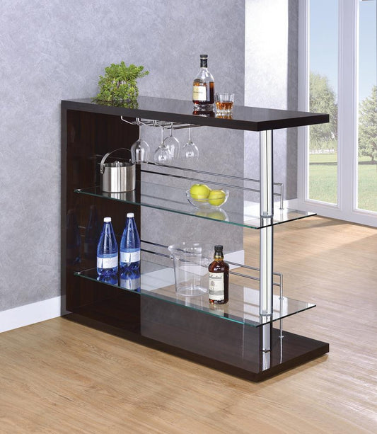 G100166 Two-Shelf Contemporary Cappuccino Bar Unit Coaster Z2 Premium