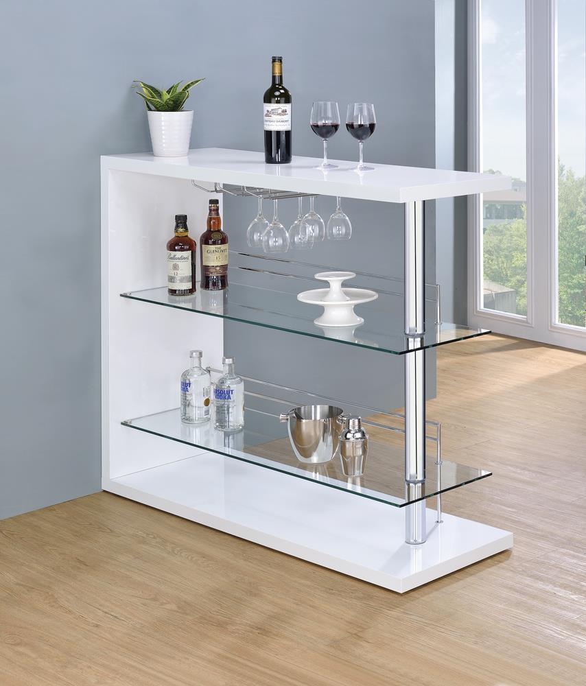 G100167 Two-Shelf Contemporary Bar Unit with Wine Holder Coaster Z2 Premium