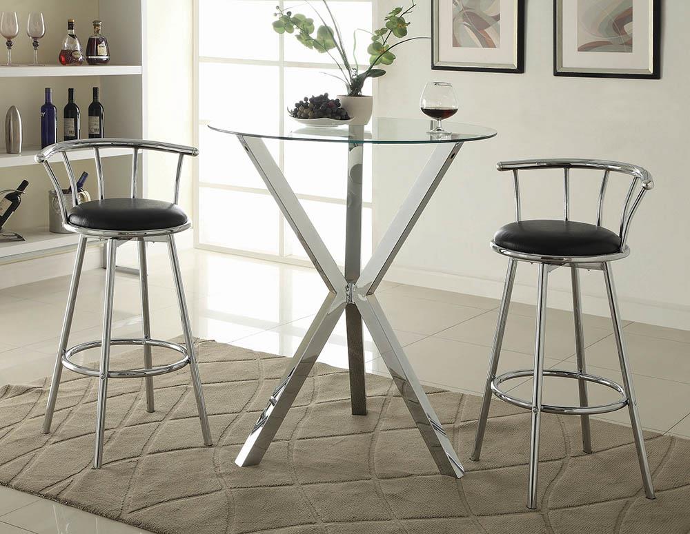 G100186 Contemporary Chrome Bar-Height Table Coaster Z2 Premium