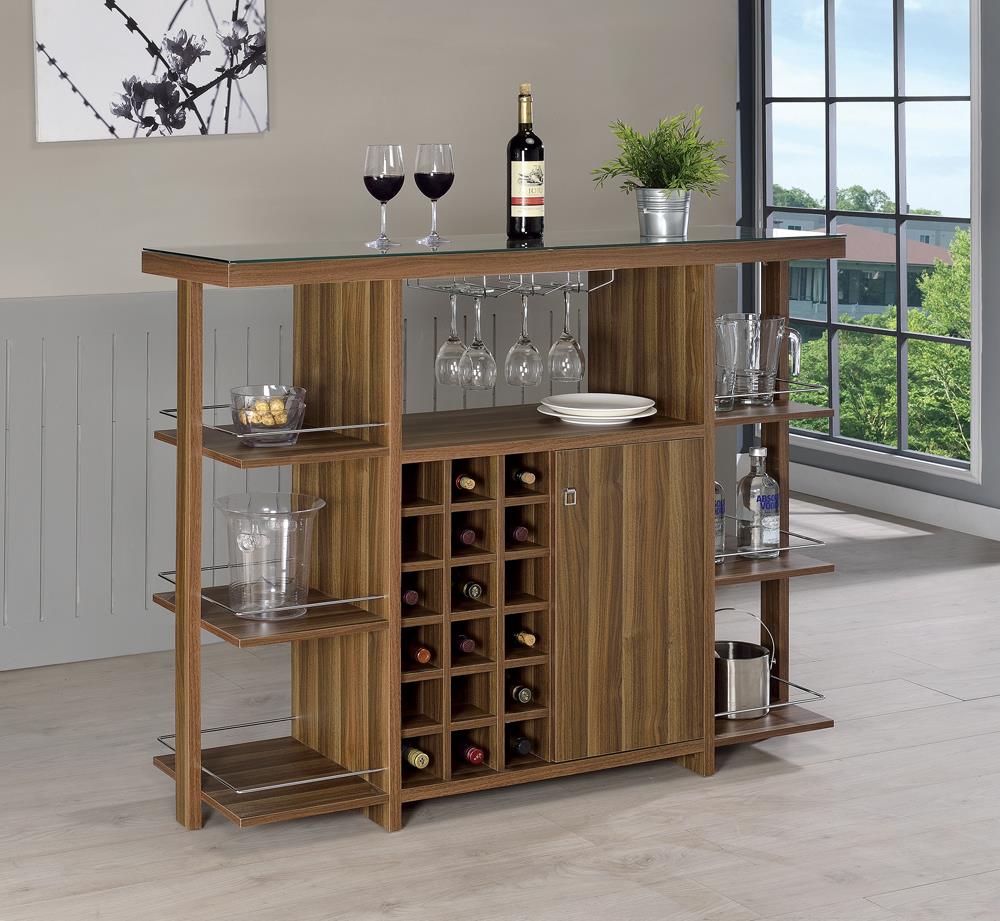 Modern Walnut Bar Unit With Wine Bottle Storage Coaster Z2 Premium