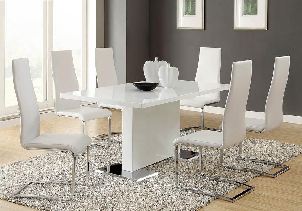 G102310 Contemporary White and Chrome Dining Chair Coaster Z2 Premium