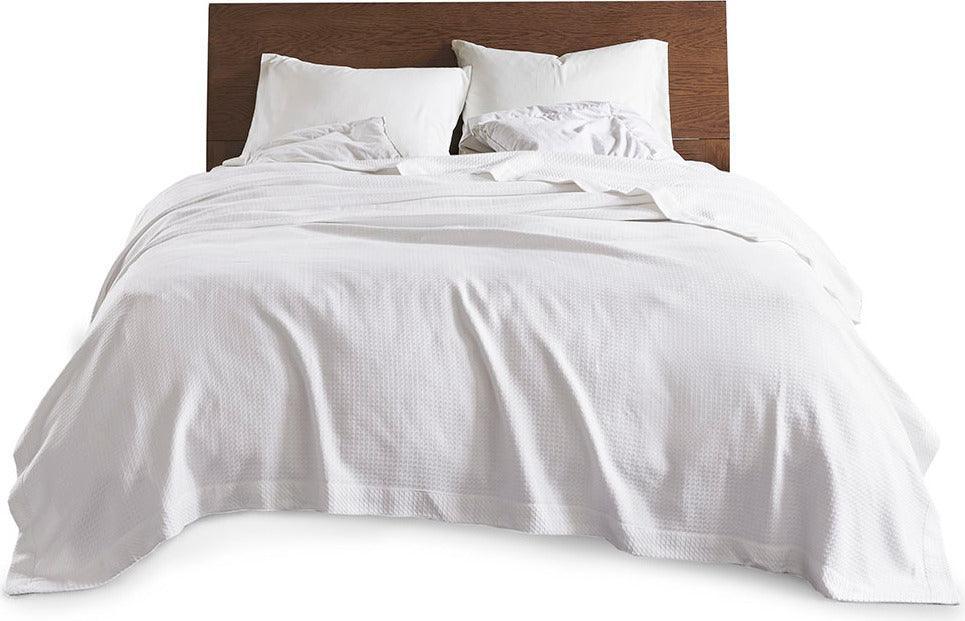 100% Casual Certified Egyptian Cotton Blanket Full/Queen White Olliix.com