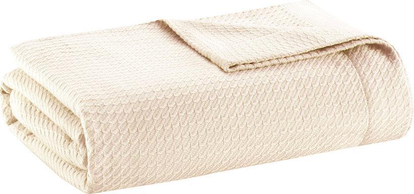 100% Casual Certified Egyptian Cotton Blanket King Ivory Olliix.com