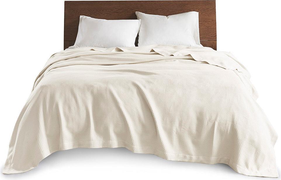 100% Casual Certified Egyptian Cotton Blanket King Ivory Olliix.com