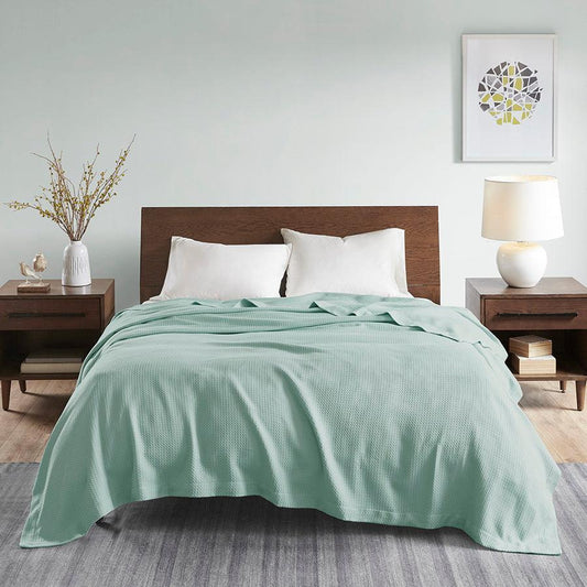 100% Casual Certified Egyptian Cotton Blanket King Seafoam Olliix.com