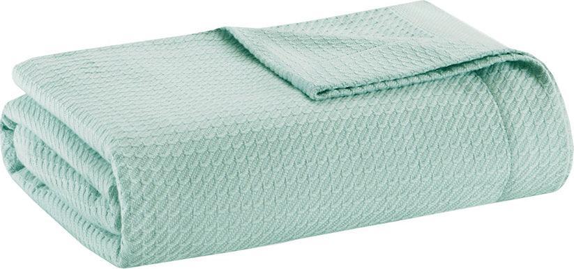 100% Casual Certified Egyptian Cotton Blanket King Seafoam Olliix.com