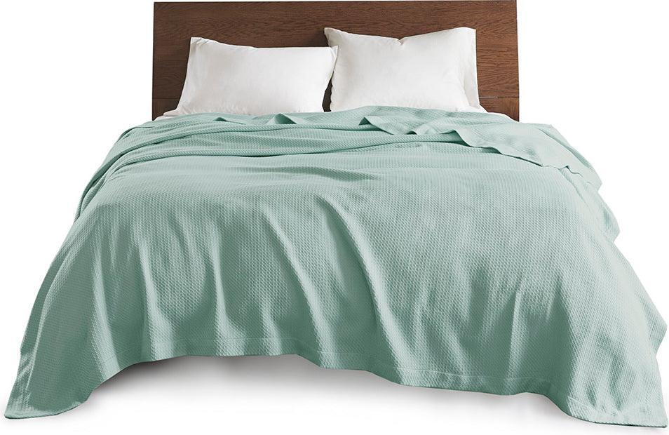 100% Casual Certified Egyptian Cotton Blanket King Seafoam Olliix.com