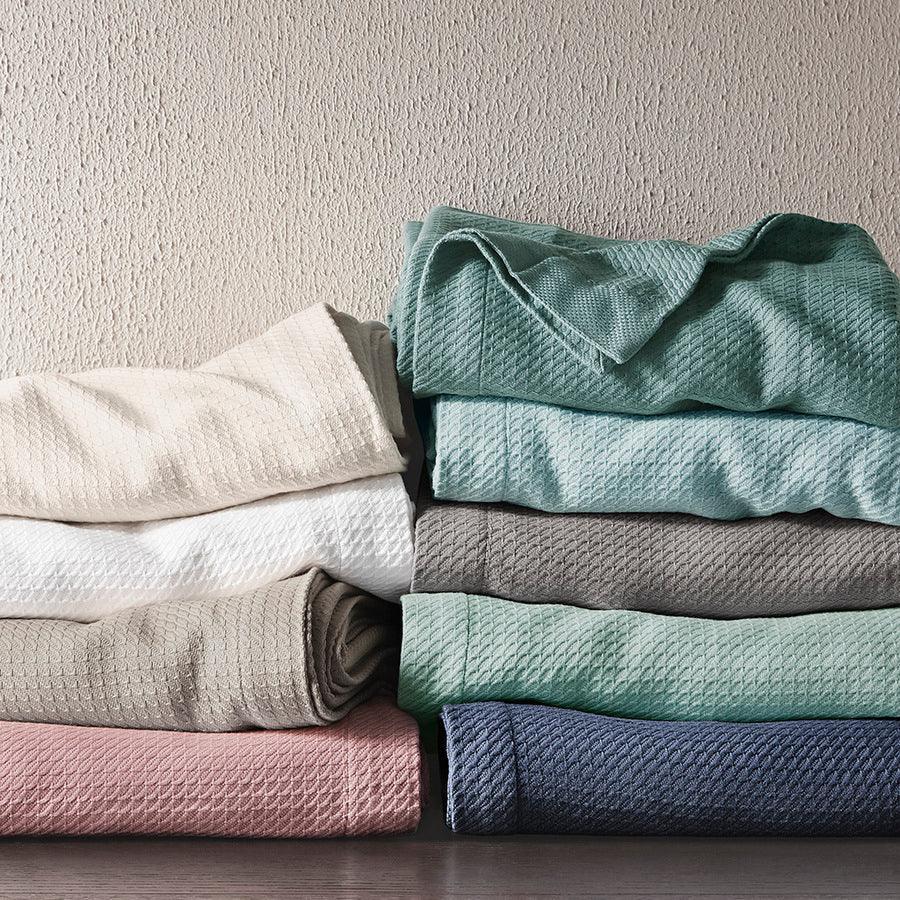 100% Casual Certified Egyptian Cotton Blanket King Seafoam Olliix.com