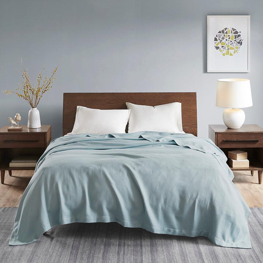 100% Casual Certified Egyptian Cotton Blanket Light King Light Blue Olliix.com