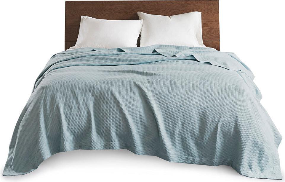 100% Casual Certified Egyptian Cotton Blanket Light King Light Blue Olliix.com