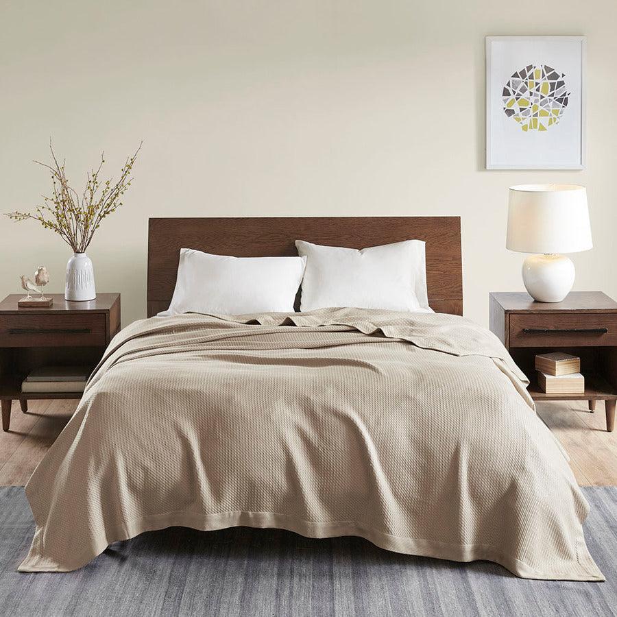 100% Casual Certified Egyptian Cotton Blanket Twin Khaki Olliix.com