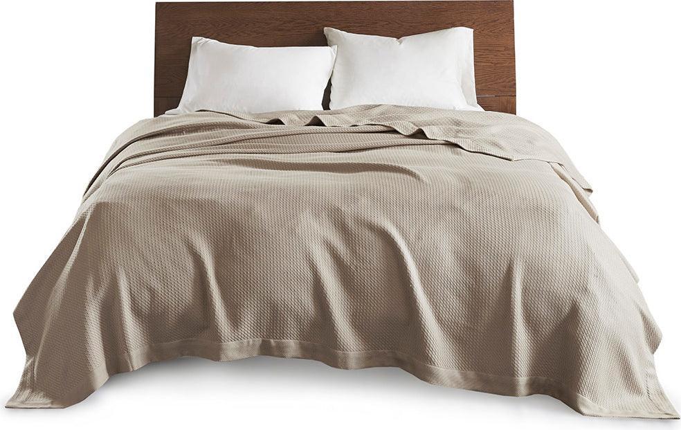 100% Casual Certified Egyptian Cotton Blanket Twin Khaki Olliix.com