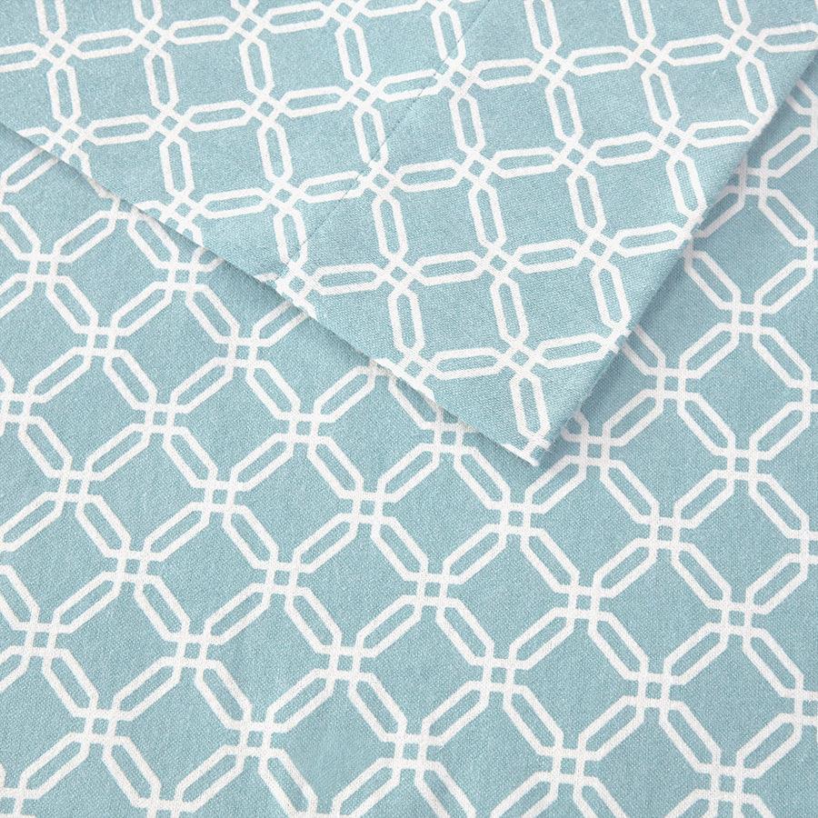 100% Cotton Flannel Printed Sheet Set Aqua Geo TN20-0281 Olliix.com