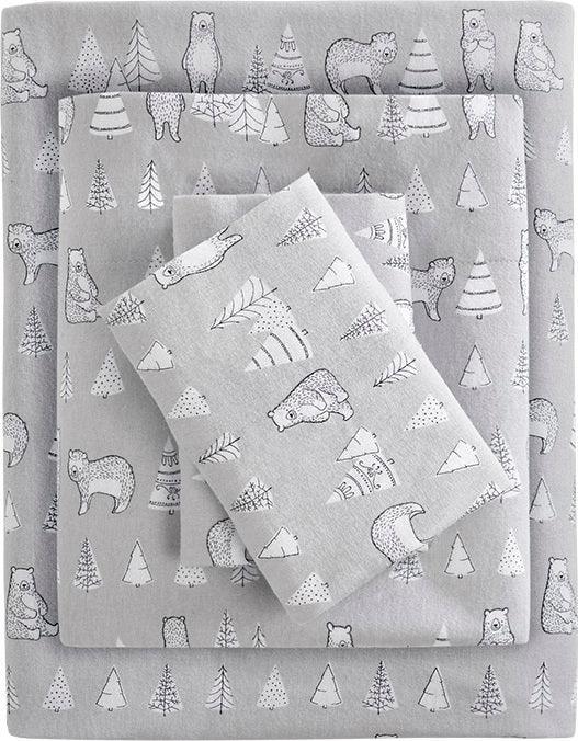 100% Cotton Flannel Printed Sheet Set Bear TN20-0411 Olliix.com