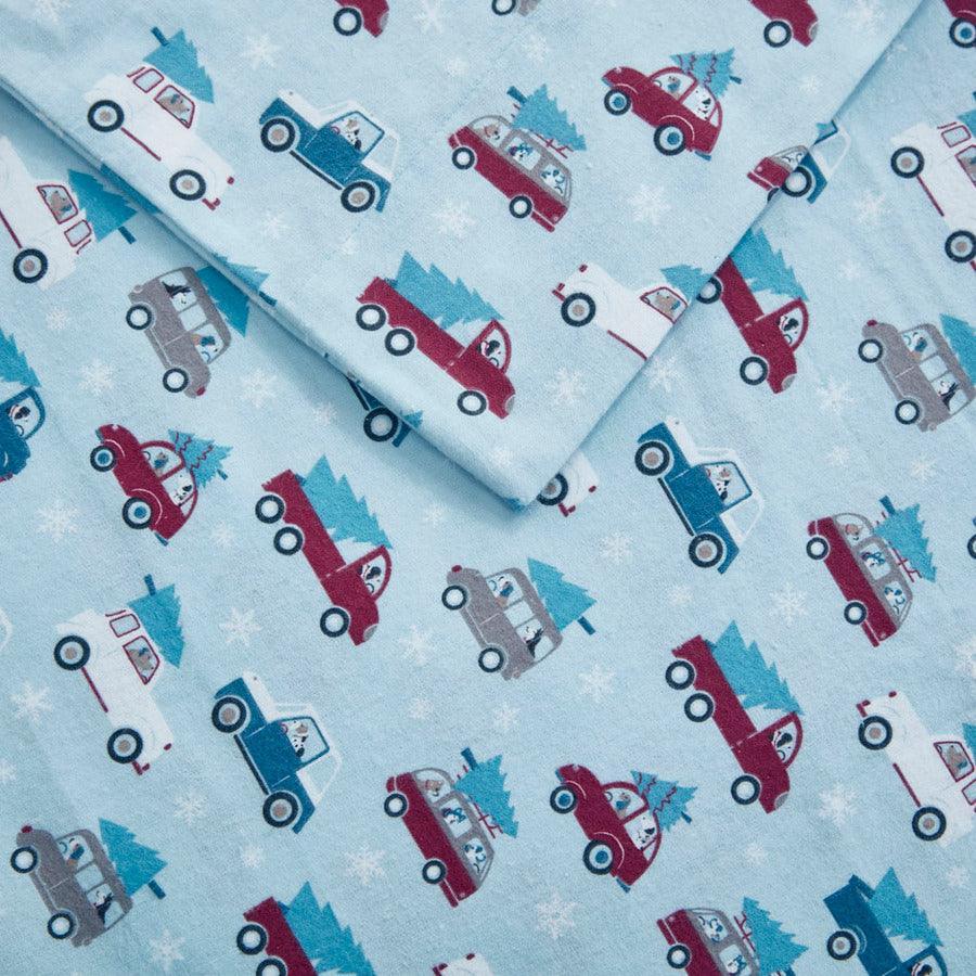 100% Cotton Flannel Printed Sheet Set Blue Cars TN20-0466 Olliix.com