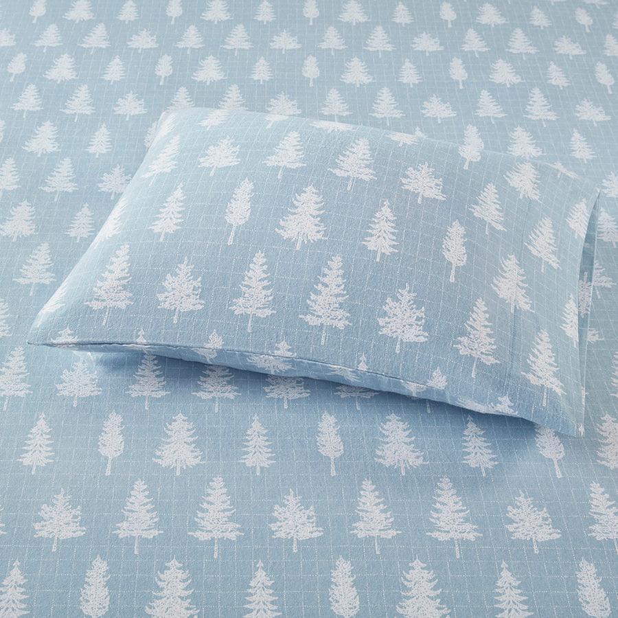 100% Cotton Flannel Printed Sheet Set Blue Forest TN20-0385 Olliix.com