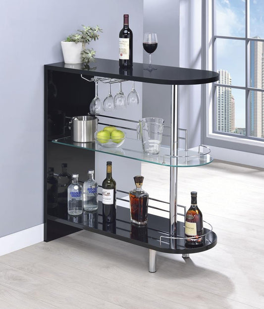 G101063 Contemporary Glossy Black Bar Table Coaster Z2 Premium