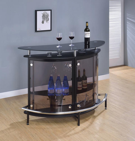 G101065 Contemporary Black Bar Unit with Tempered Glass Coaster Z2 Premium