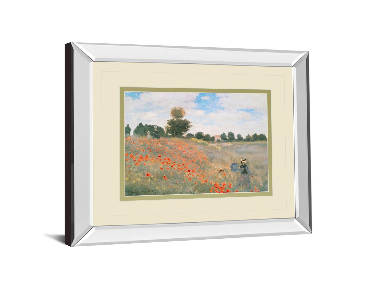 Wild Poppies, Near Argenteuil By Claude Monet - Mirror Framed Print Wall Art - Orange Classy Art