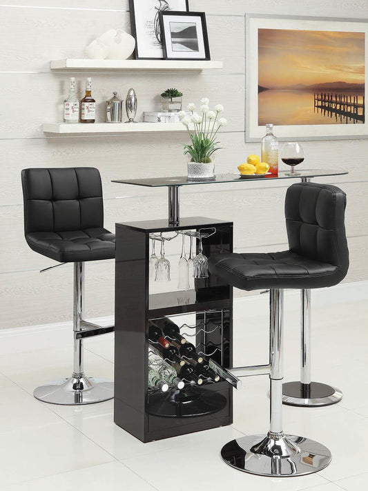 G102554 Contemporary Black and Chrome Adjustable Bar Stool Coaster Z2 Premium