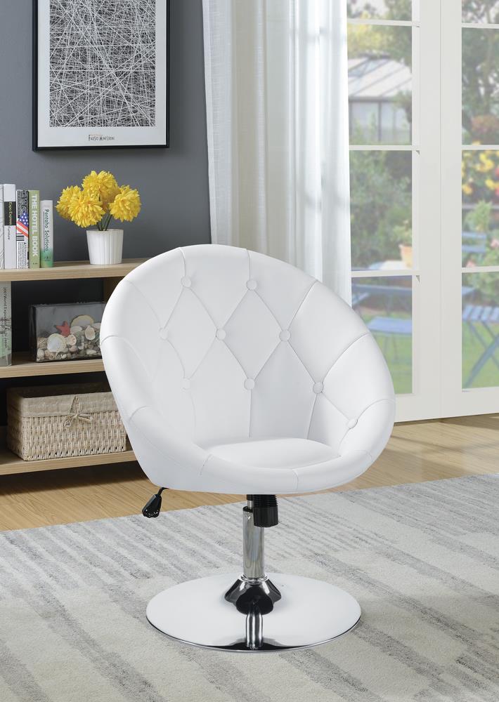 G102583 Contemporary White Faux Leather Swivel Accent Chair Coaster Z2 Premium