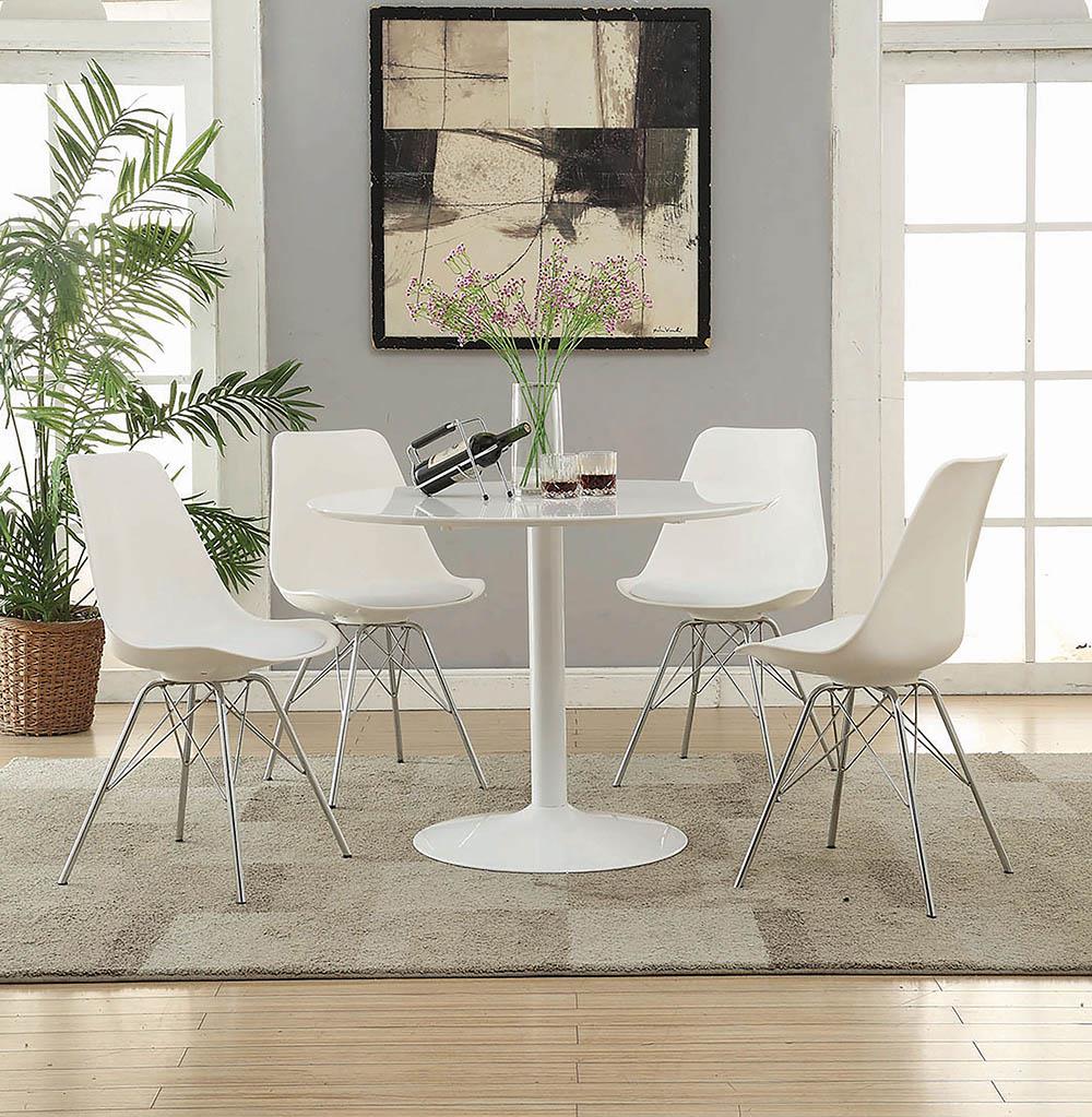 Lowry Contemporary White Dining Chair Coaster Z2 Premium