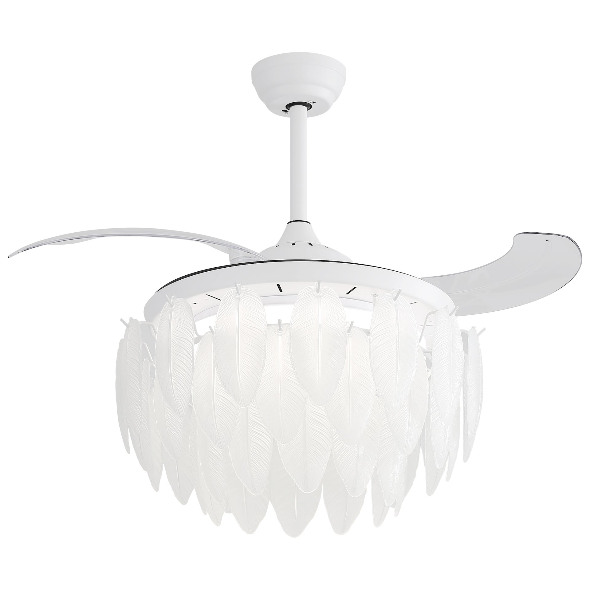 42 Inch” Modern Premium Unique Design Feather Crystal Glam Ceiling Fan With Light House to Home Furnishings LLC