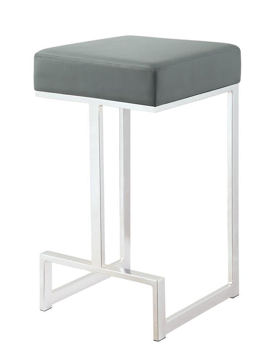 G105252 Contemporary Chrome and Grey Counter-Height Stool Coaster Z2 Premium