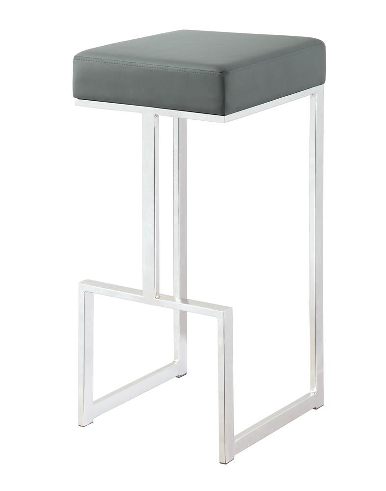 G105262 Contemporary Chrome and Grey 29" Bar Stool Coaster Z2 Premium