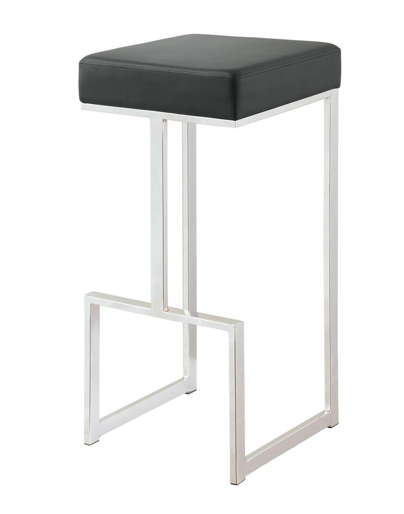 G105263 Contemporary Chrome and Black 29" Bar Stool Coaster Z2 Premium