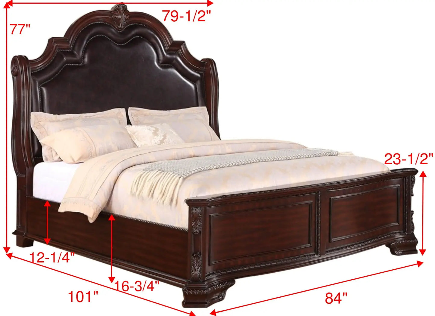 Sheffield Rich Brown King Upholstered Panel Bed Crown Mark