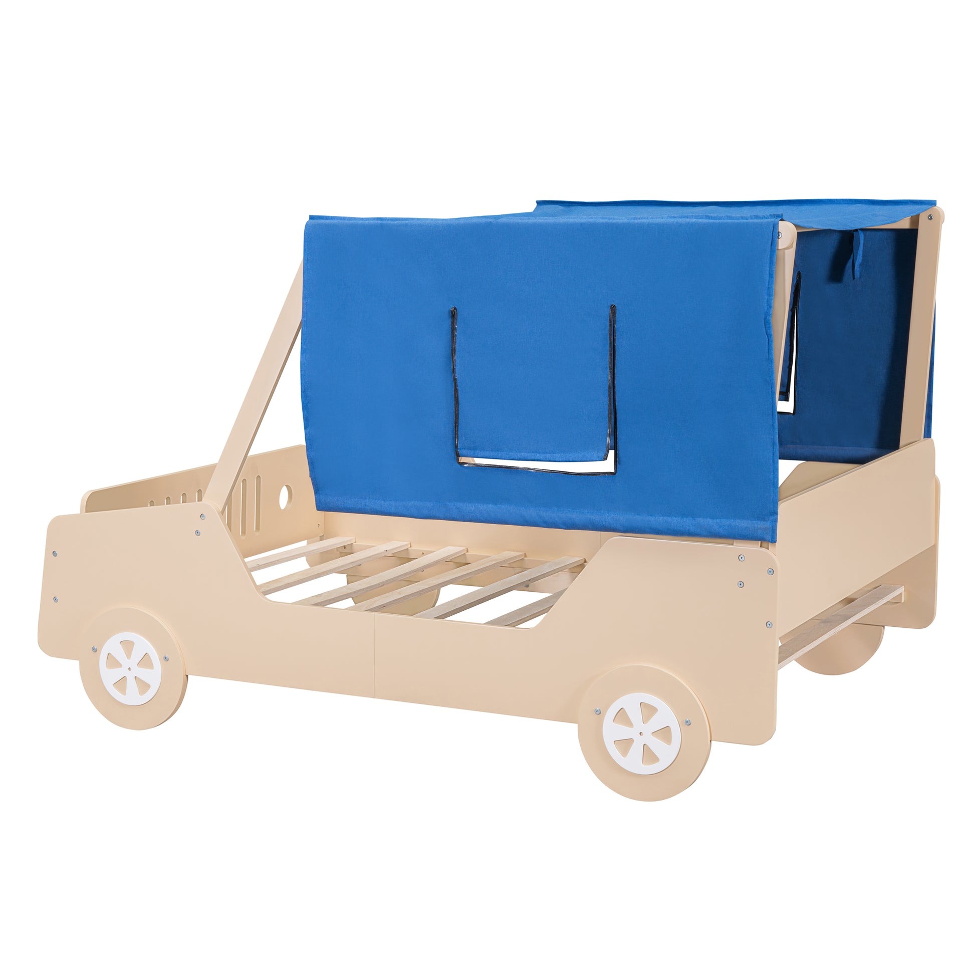 Full Size Car Shaped Bed with Tents,Natural House to Home Furnishings LLC