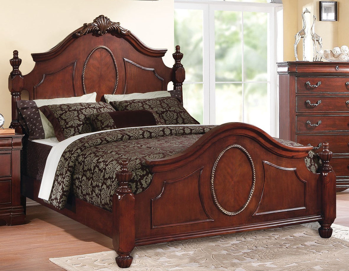 Acme Estrella Queen Poster Bed in Dark Cherry 21730Q ACME East