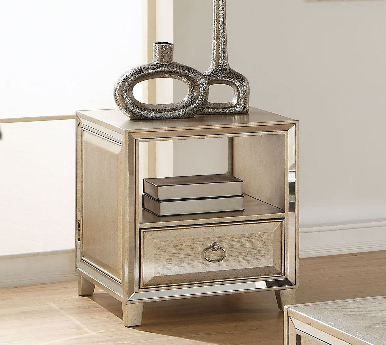 Acme Voeville End Table in Antique Gold 81202 ACME East