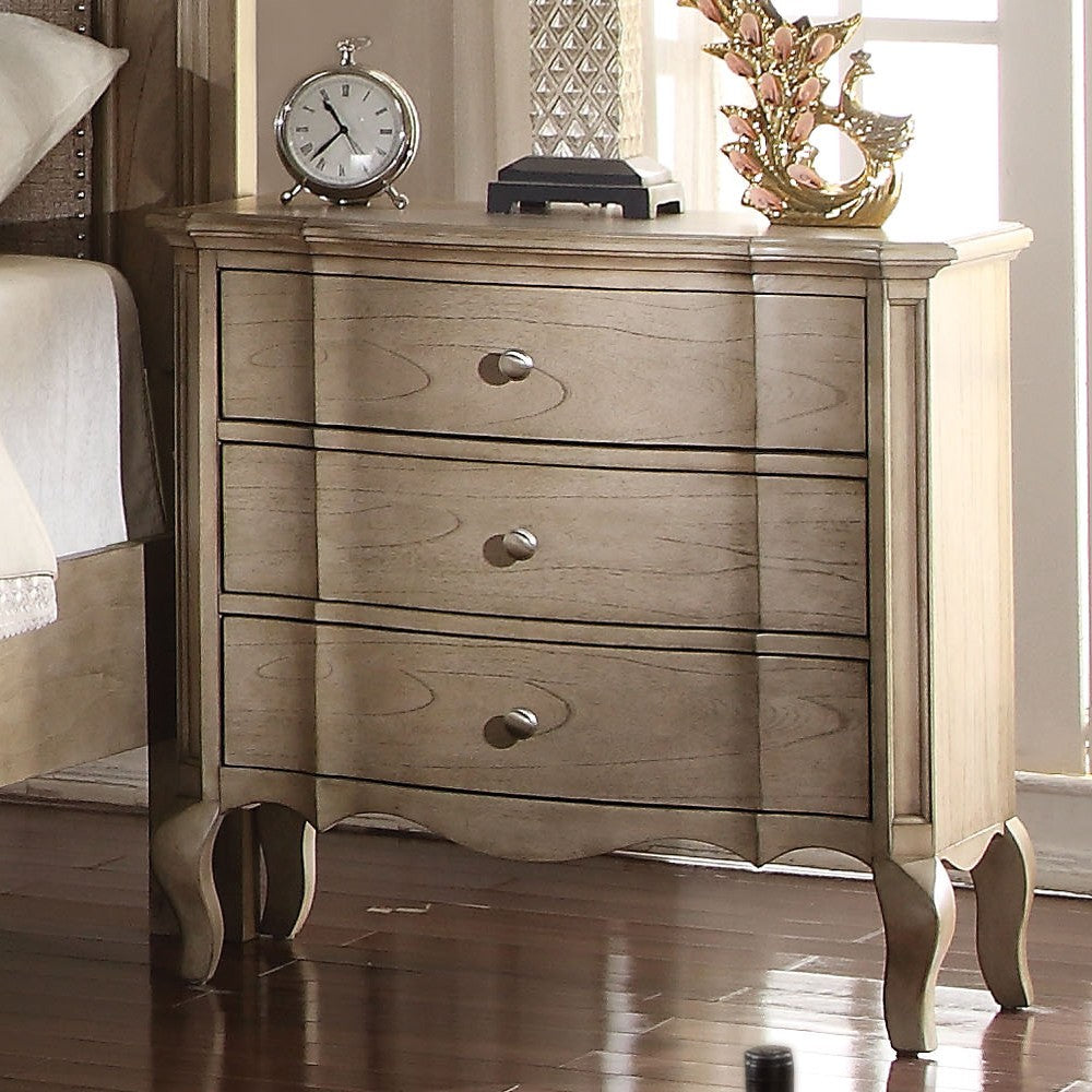 Acme Chelmsford 3-Drawer Nightstand in Antique Taupe 26053 ACME East