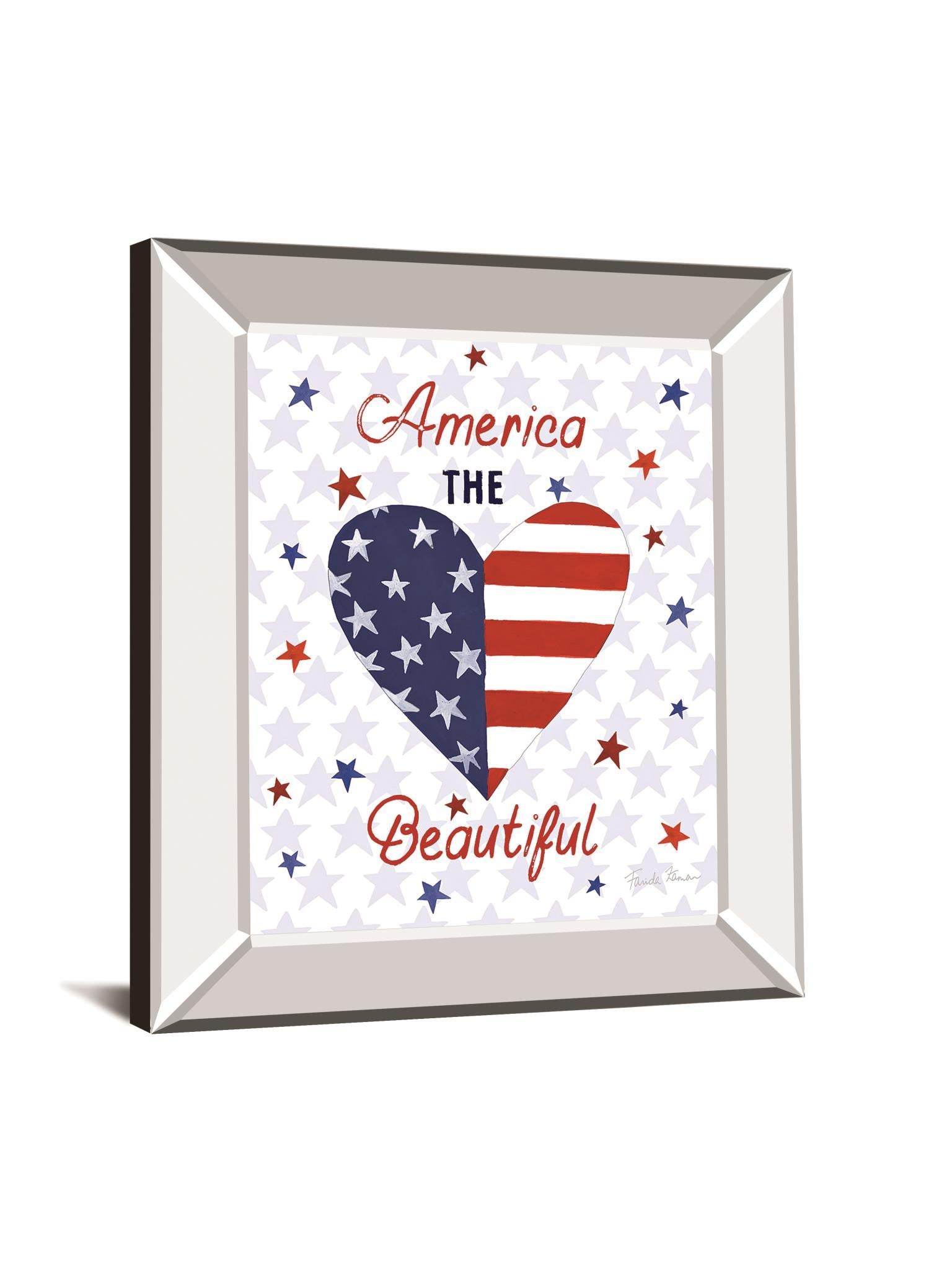 America The Beautiful II By Farida Zaman - Mirror Framed Print Wall Art - White Classy Art