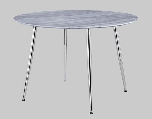 Tola Silver Glass-Top Round Dining Table Crown Mark