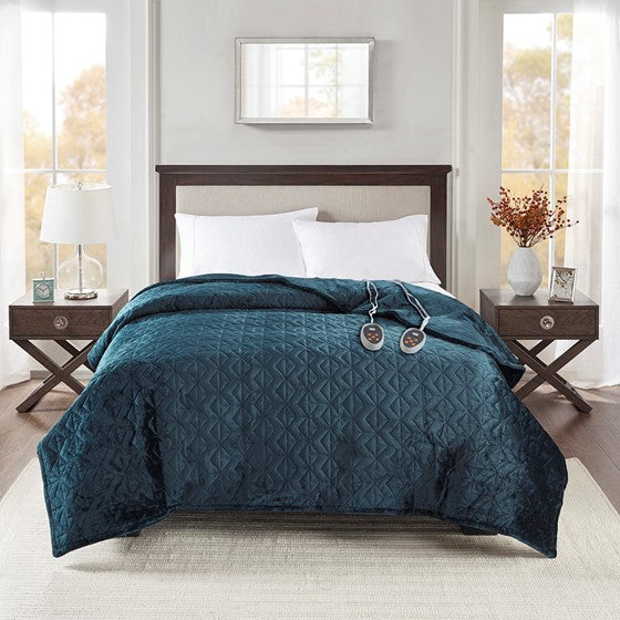 Heated Blanket Teal Twin Olliix.com