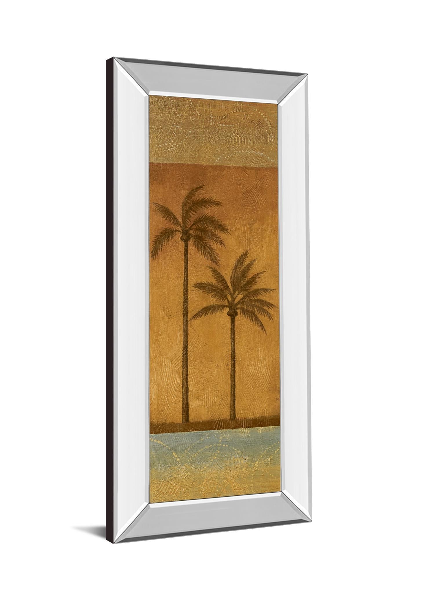 Golden Palm Il By Jordan Grey - Mirror Framed Print Wall Art - Dark Brown Classy Art