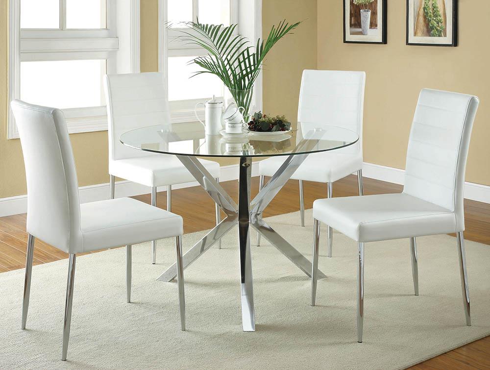 Vance White and Chrome Dining Chair Coaster Z2 Premium