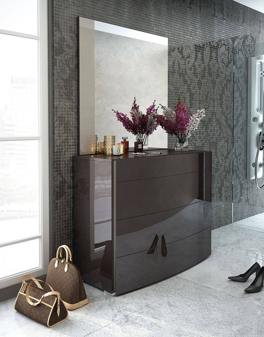 ESF Furniture - Barcelona 120 Dresser with Mirror Set in Glossy Brown - BARCELONA-D120+M ESF Furniture