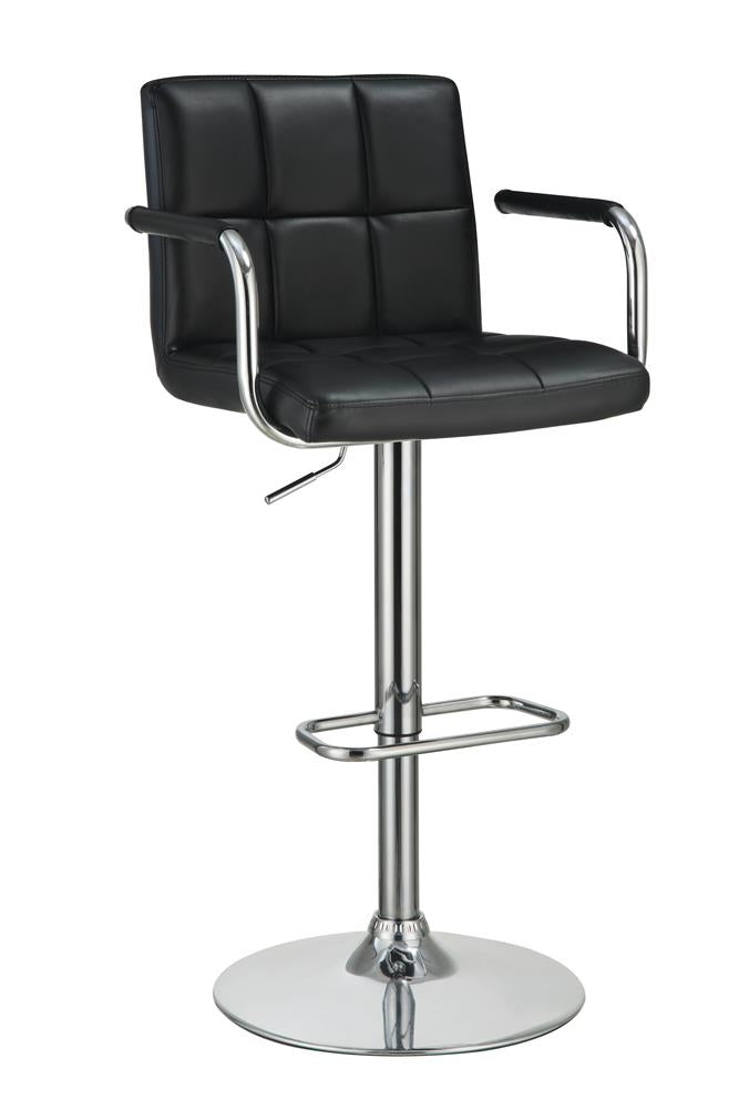 G121095 Contemporary Black and Chrome Adjustable Bar Stool with Arms Coaster Z2 Premium